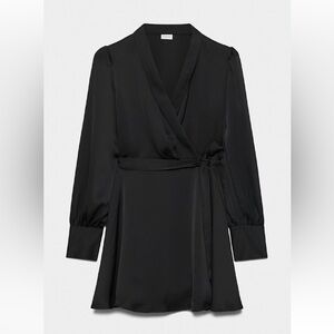 Aritzia Black Hyde Satin Mini Dress